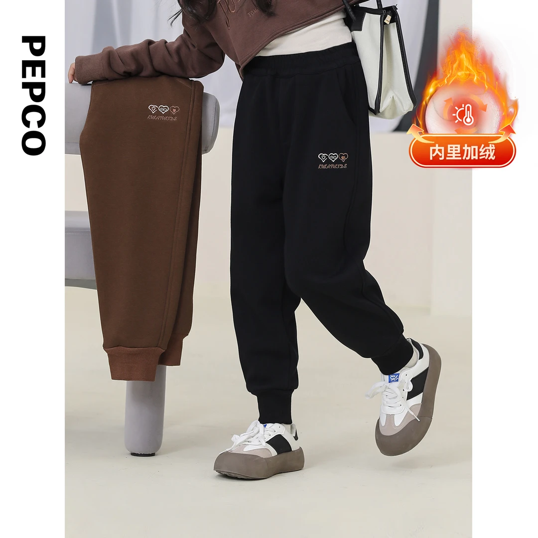 小猪班纳童装冬装儿童加绒裤中大童女童休闲针织长裤潮822343163