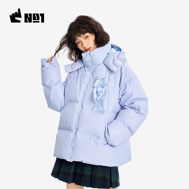 南波万短款白鸭绒羽绒服男女同款冬季2024新款潮牌情侣宽松外套