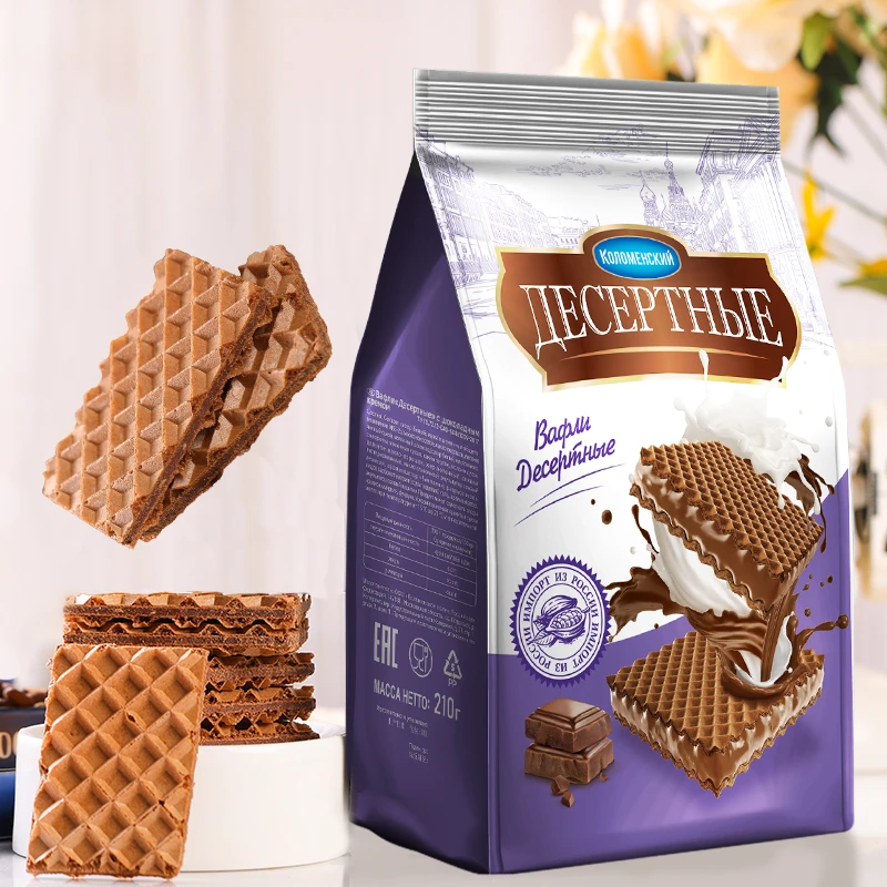 俄罗斯原装进口卡洛姆斯克奶油华夫饼巧克力追剧美味零食210g*1袋