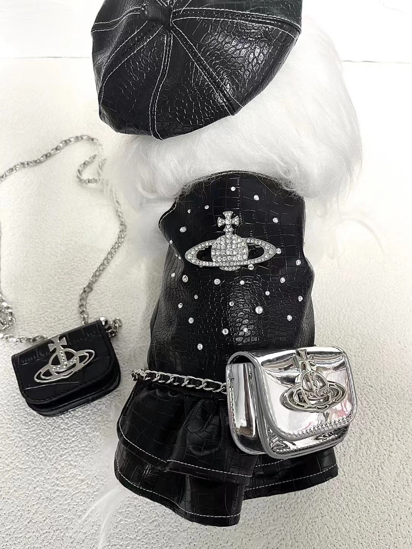 Mixi家西太后皮裙三件套秋款宠物衣服雪纳瑞马尔济斯潮时尚