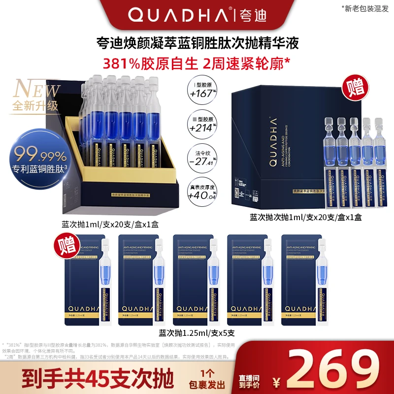 【广东夫妇专属】夸迪焕颜凝萃蓝铜胜肽次抛精华液20支蓝抛