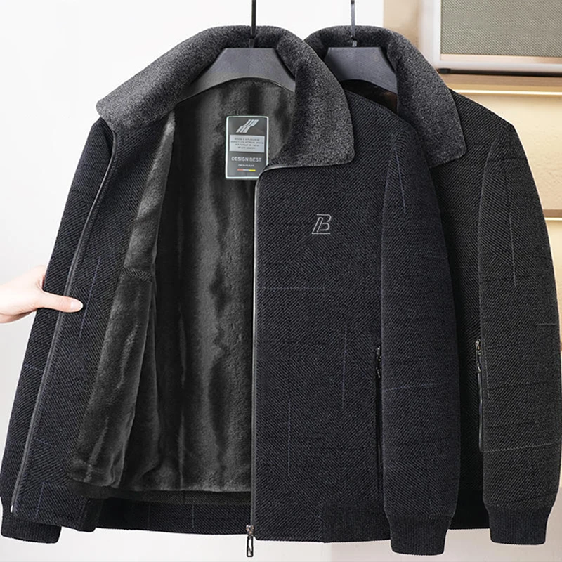 【雪尼尔】加绒加厚爸爸冬装外套棉衣中年男士雪尼尔爷爷中老年装