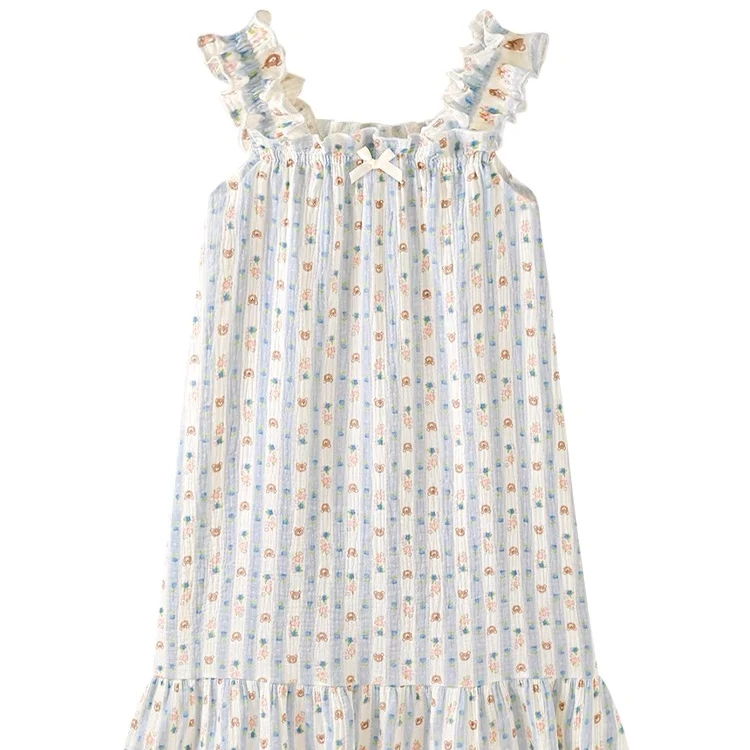 【小熊花园裙】夏季ins甜美睡裙带胸垫显瘦宽松家居服少女风睡裙薄