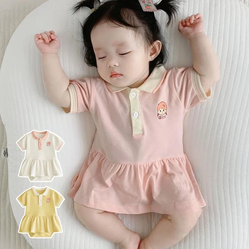 婴儿包屁裙子超萌可爱夏装洋气薄款爬服三角哈衣女宝宝短袖polo裙