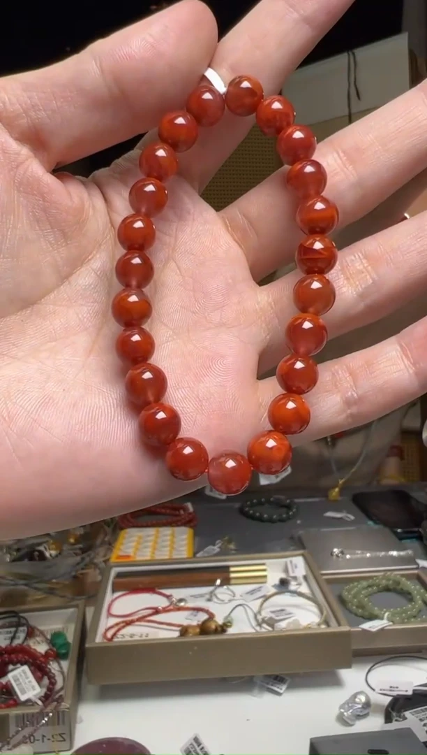 【闪购商品】南红玛瑙手串未镶嵌南红玛瑙圆珠约8mm+单圈手串