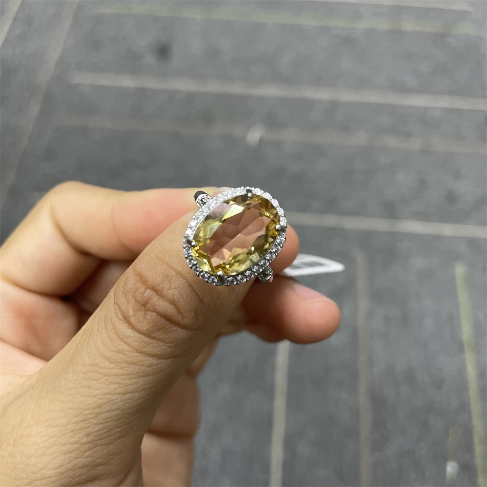 【珠宝兄弟 】约10*14mm黄水晶椭圆切割S925银戒指