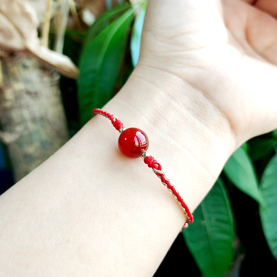 【珠宝兄弟】红玛瑙圆珠单珠DIY手工编织手绳