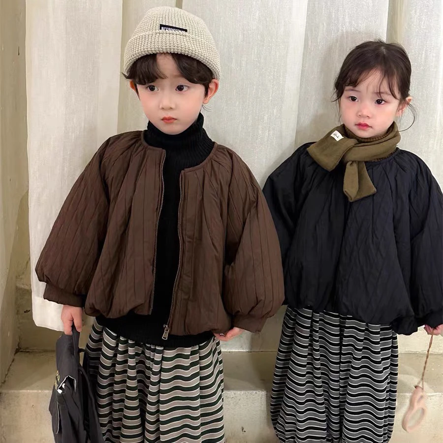 儿童冬季棉服韩系加绒加厚中小童男女宝宝男童保暖棉衣夹棉外套潮