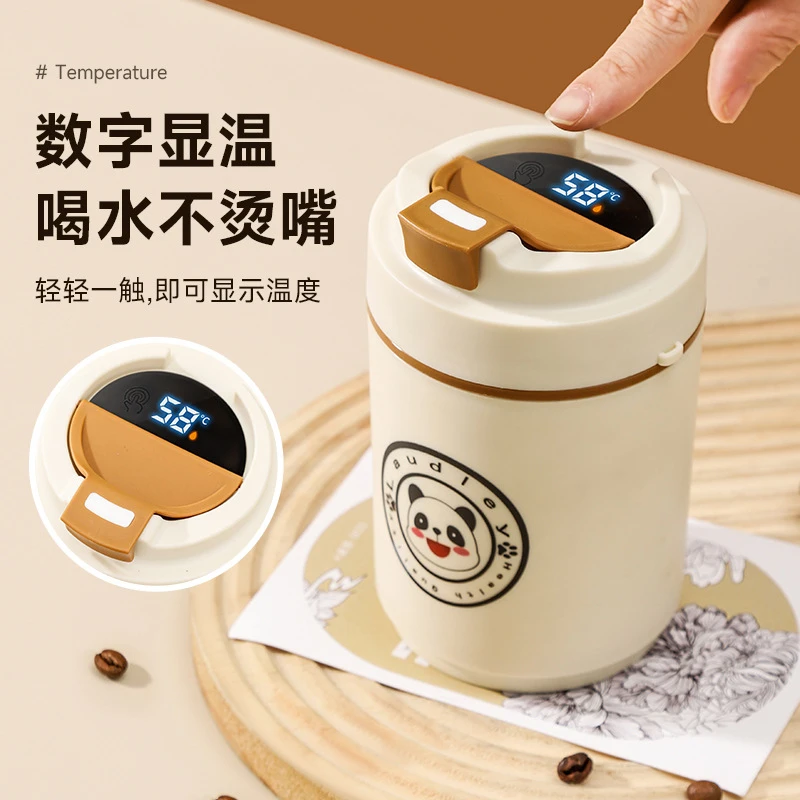 316不锈钢高颜值水杯双层隔热直饮杯情侣款背带便携随手杯咖啡杯
