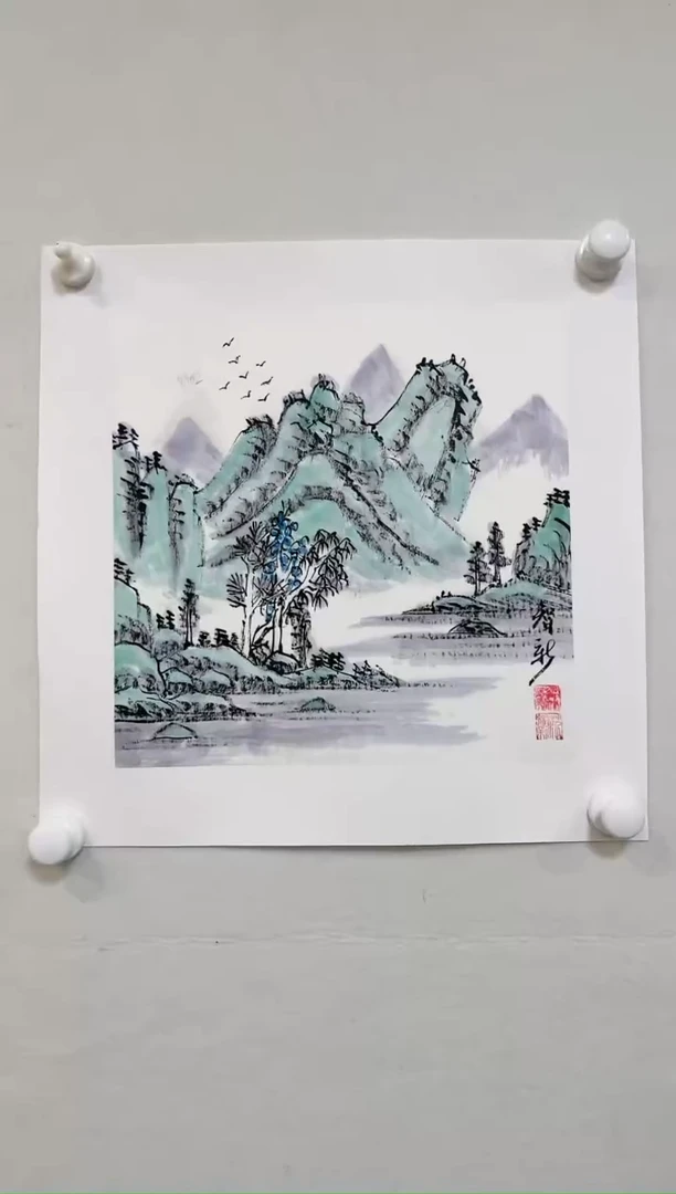 【闪购商品】绘画蓝色山水随机发