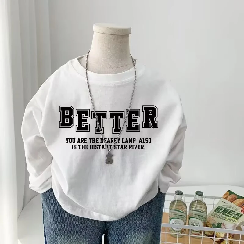 男女宝宝长袖T恤洋气小童春秋百搭白色纯棉打底衫韩版圆领ins上衣