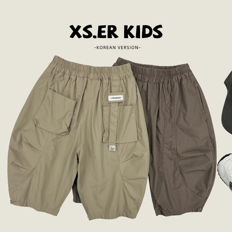 【小首尔】原版-男童韩版潮流休闲裤子夏季时尚纯色七分裤HBB3977