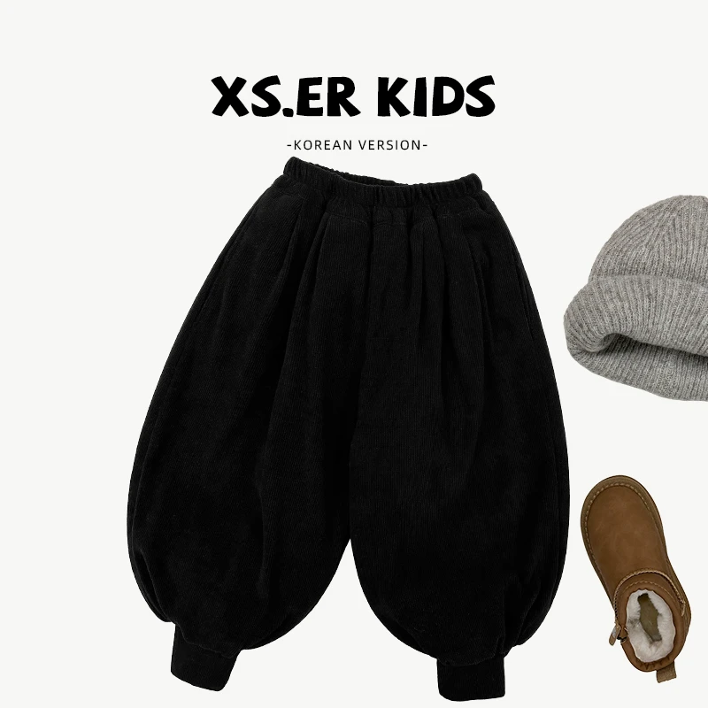 【小饭团】现货-男童韩版灯芯绒裤子冬加棉加厚休闲大棉裤HBB6238