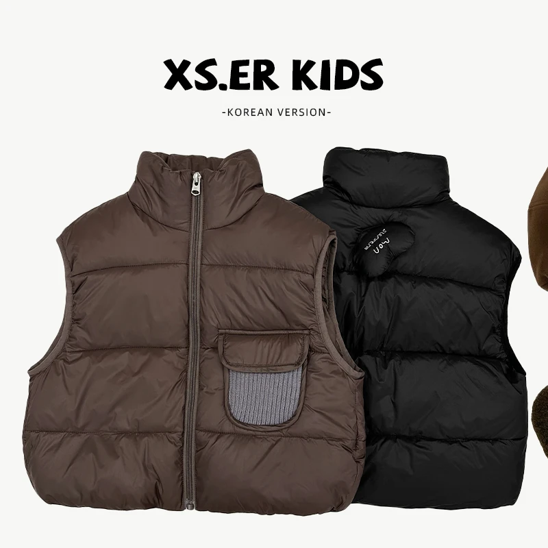 【小饭团】男女童复古森系棉服马甲冬季保暖加棉加厚无袖上衣SJ4411