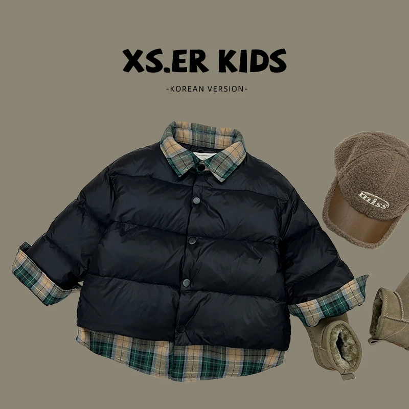 【小首尔】现货-男童儿童韩版假两件设计保暖羽绒服HBB3060