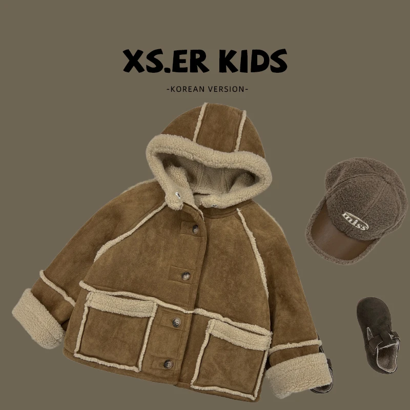 【小首尔】现货-洋气皮毛一体外套冬季保暖上衣HDK3004