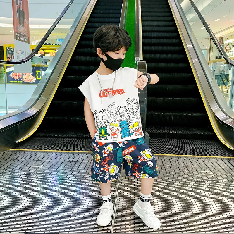奥特曼男童背心套装洋气夏季时髦衣服儿童无袖两件套萌娃暑期穿搭
