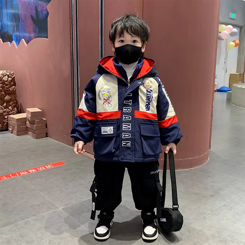 奥特曼男童秋冬加厚绒外套2024新款儿童冬季防风保暖三合一冲锋衣
