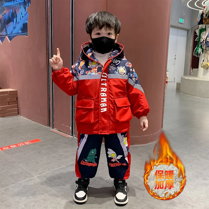 奥特曼加绒冬装2025新款儿童加厚棉服帅气男宝奥特曼衣服
