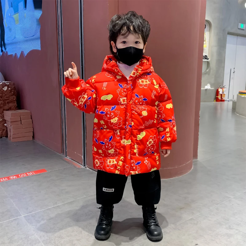 男童国风冬装外套儿童喜庆拜年服汉服龙年唐装秋冬加厚棉服