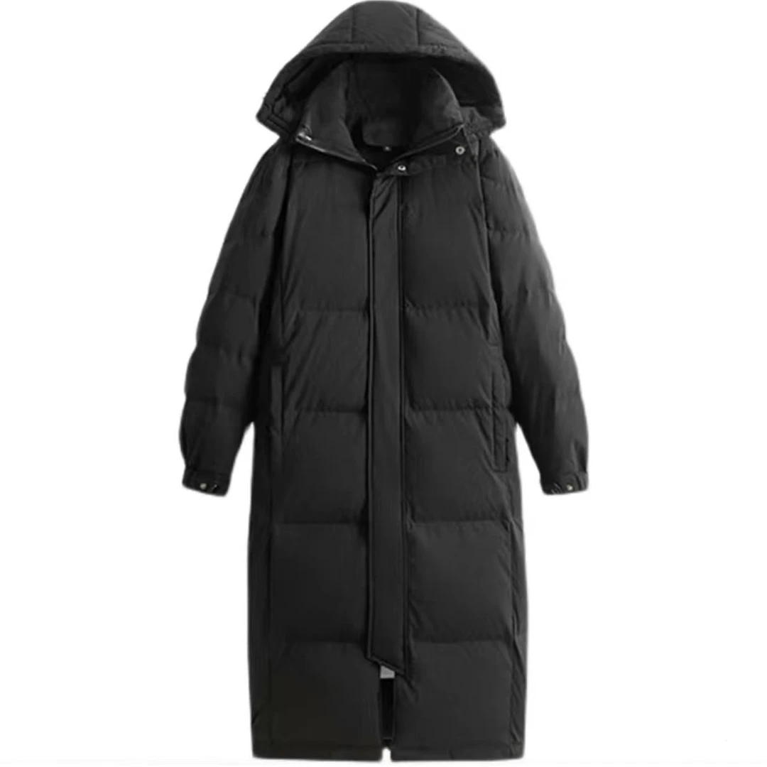 翻新定制2024年新款中戏长款羽绒服休闲时尚来图定制修身加厚外套