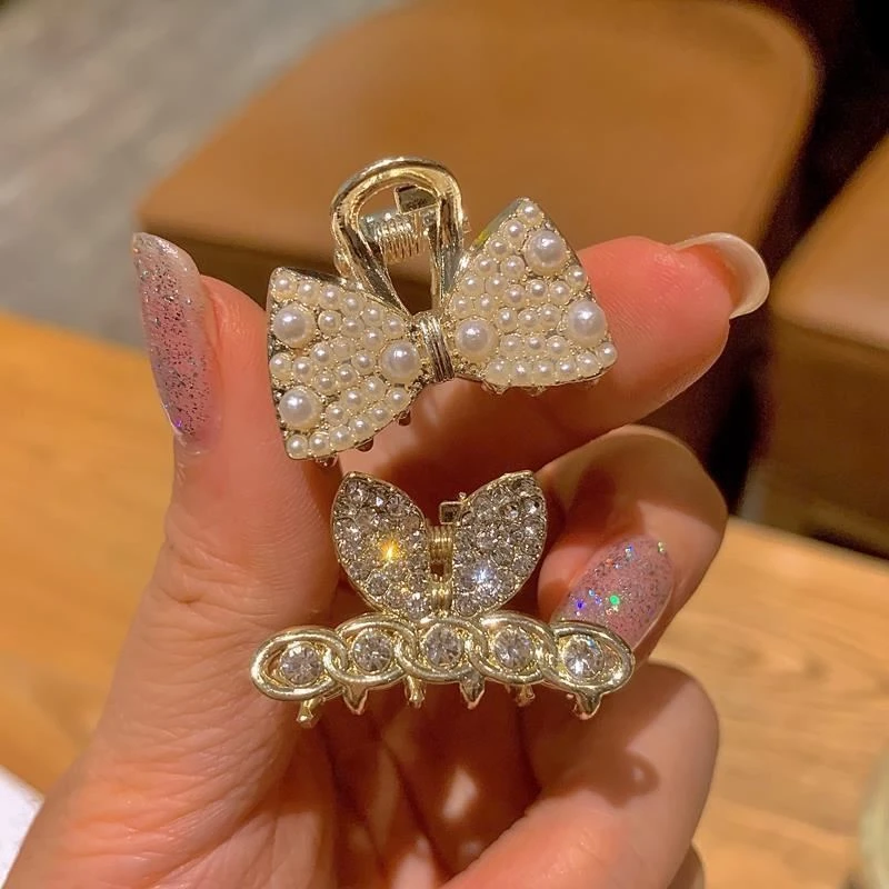 轻奢蝴蝶结满钻刘海小夹子精致发饰迷你小抓夹边夹碎发夹女发卡