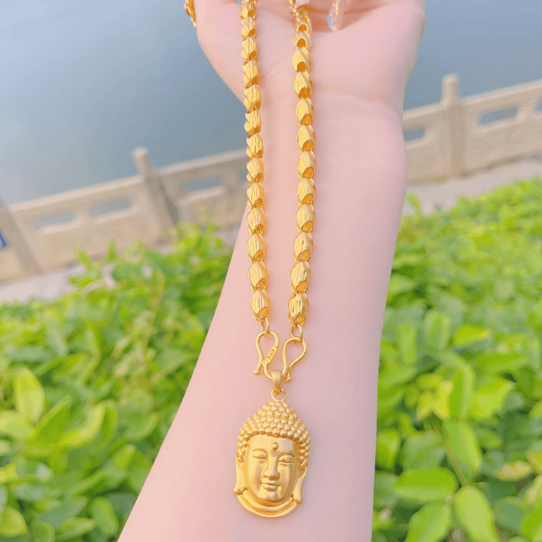 铜合金项链 大佛头配南瓜链