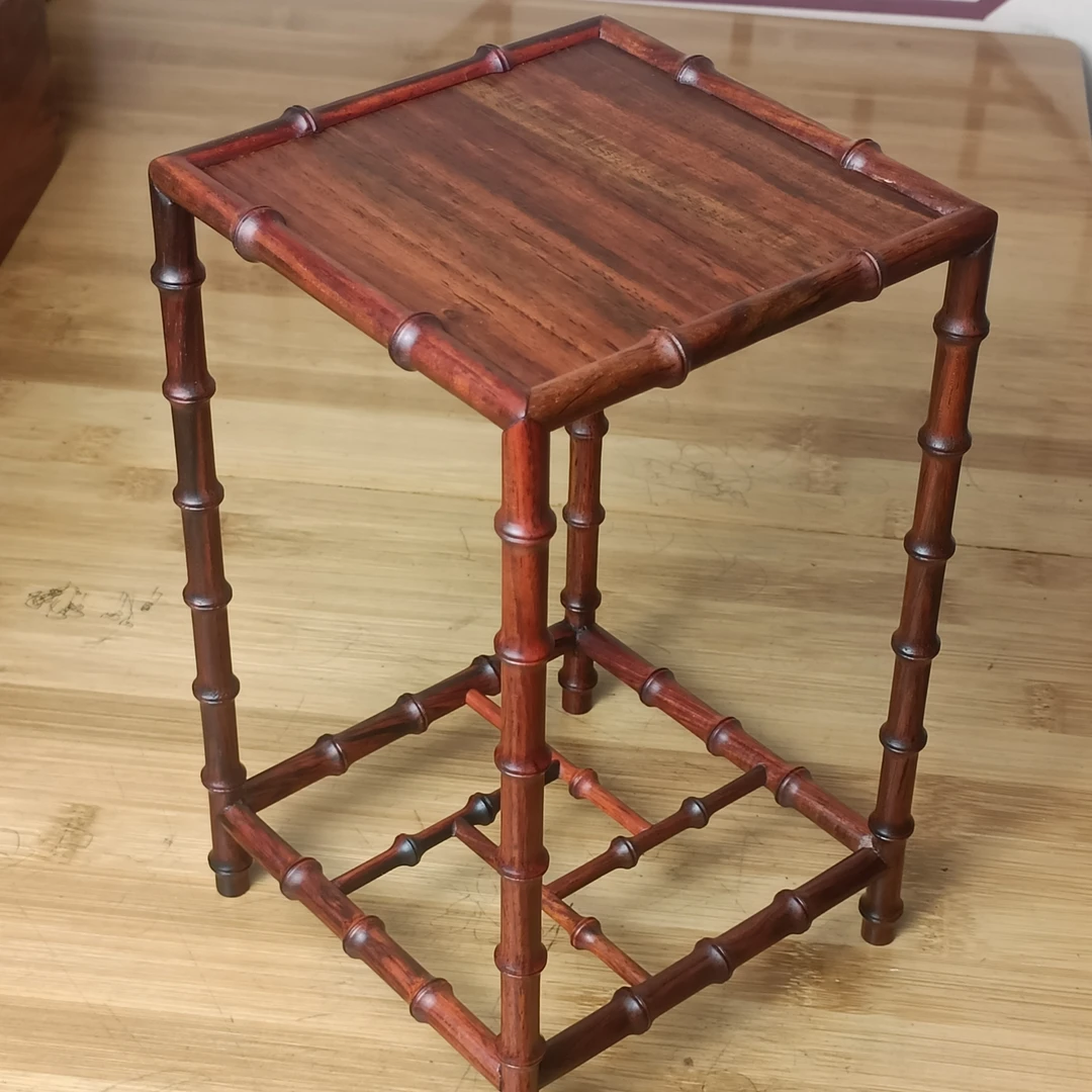 dhsz交趾黄檀手工制作仿竹节明式古典建盏花瓶几架盆景底座桌摆件
