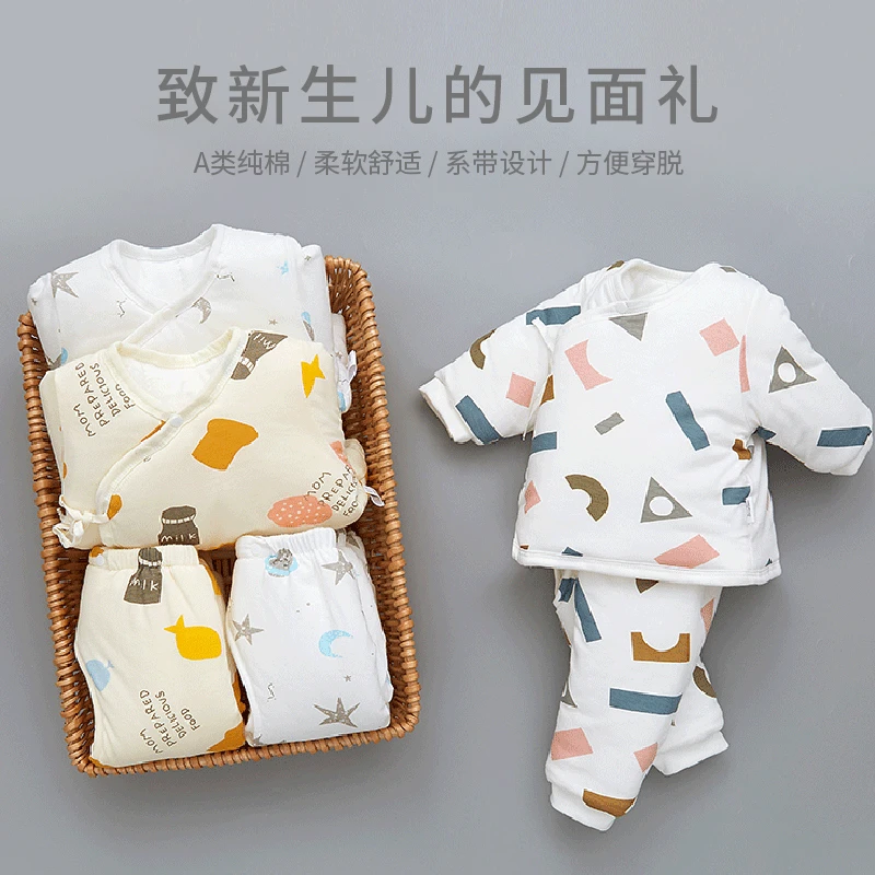 新生婴儿儿衣服纯棉加厚棉服套装分体宝宝秋冬装舒适哈衣棉衣款