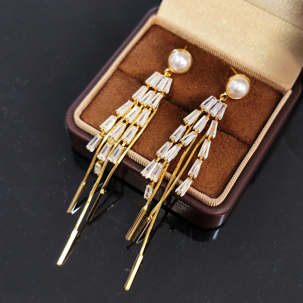 铜合金耳饰 耳环气质轻奢时尚百搭法式小众欧美长款PT0304