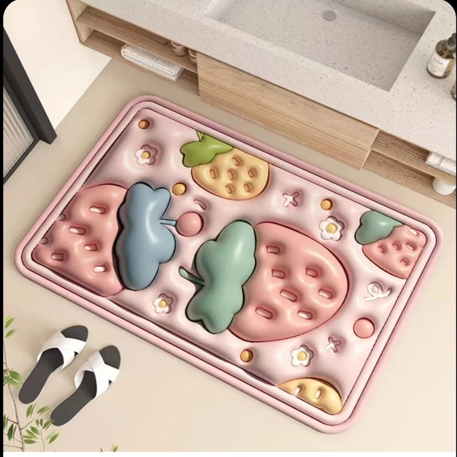 3D网红速干软地垫立体家用洗手间手工脚垫厨房垫防滑可爱卡通图案