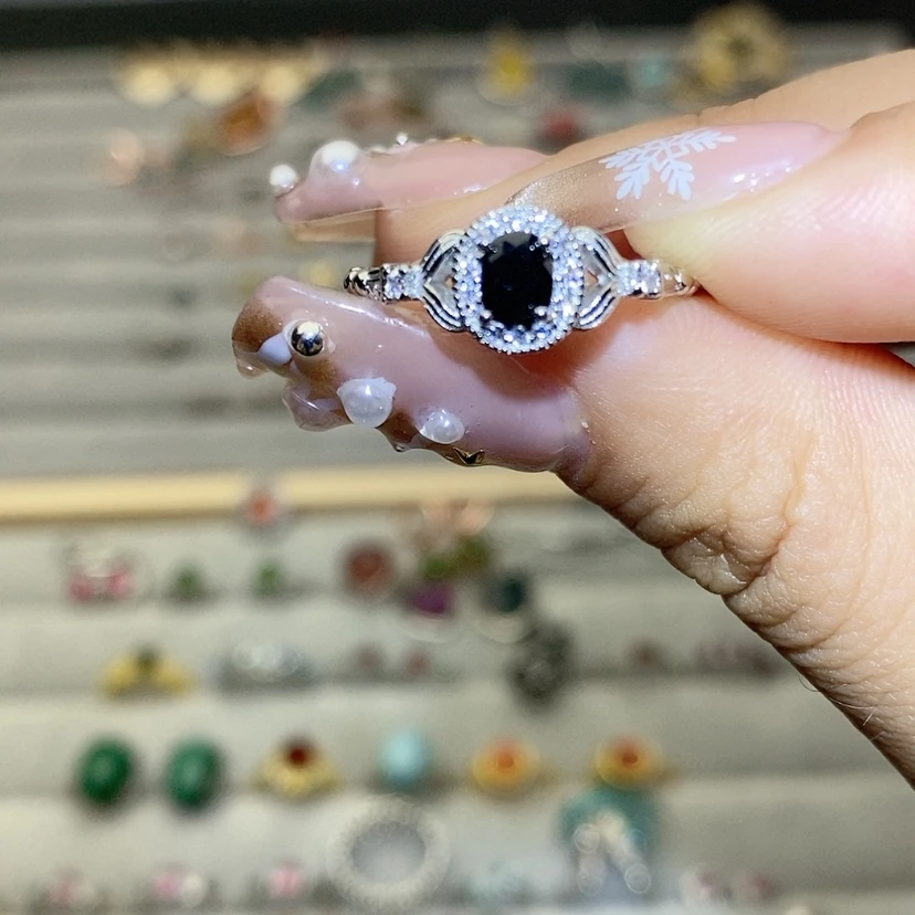 【闪购商品】烟晶戒指银S925镶嵌