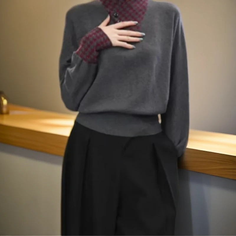 2024秋季新款时尚潮流长袖针织气质百搭修身外搭套头上衣