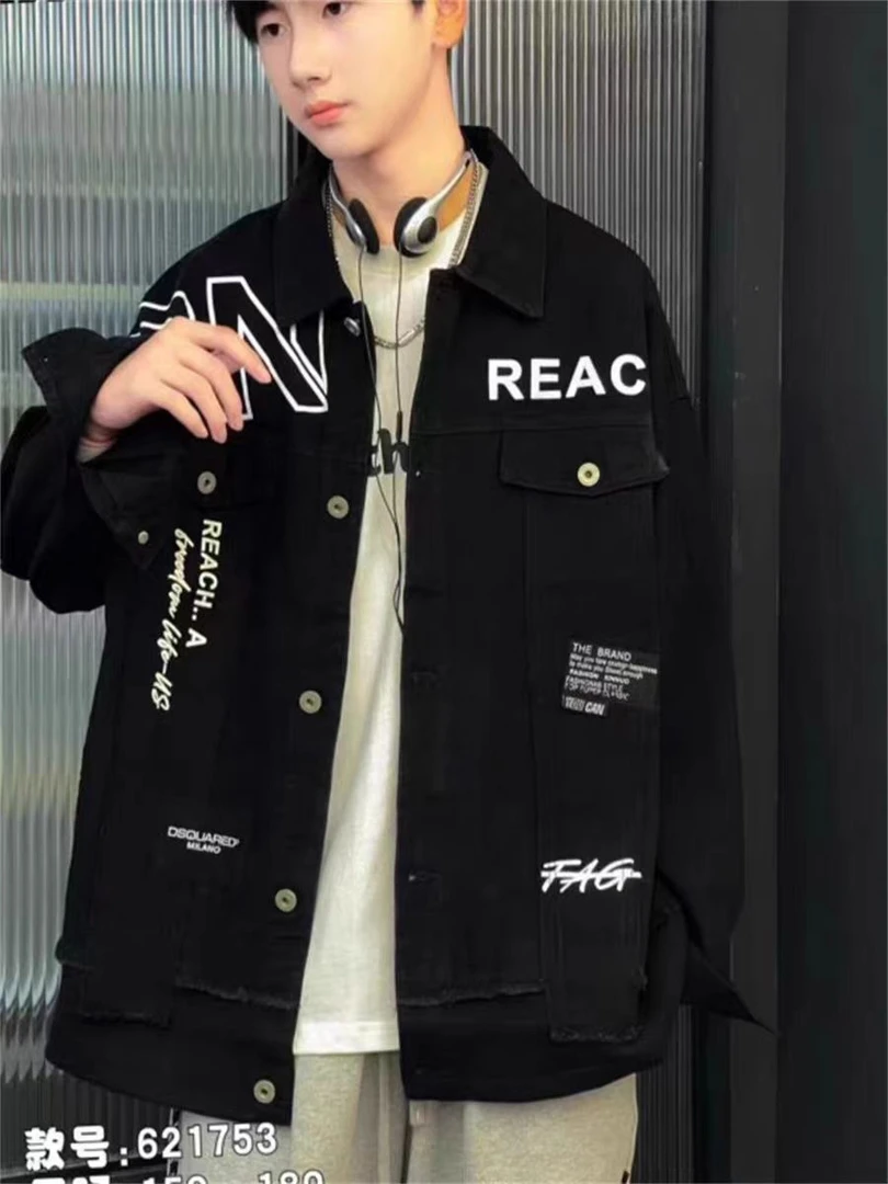 【694-黑色-J11】青少年牛仔外套