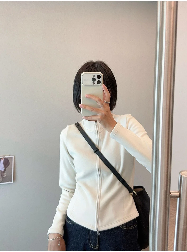 2028超显身材超细腻双面科技绒石墨烯发热保暖轻便女士夹克外套