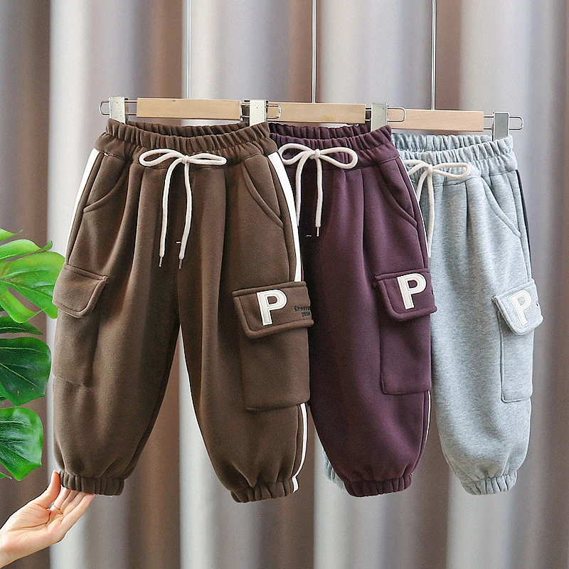 儿童加绒裤子冬装新款童装男童秋冬保暖休闲裤女宝宝中小童长裤潮