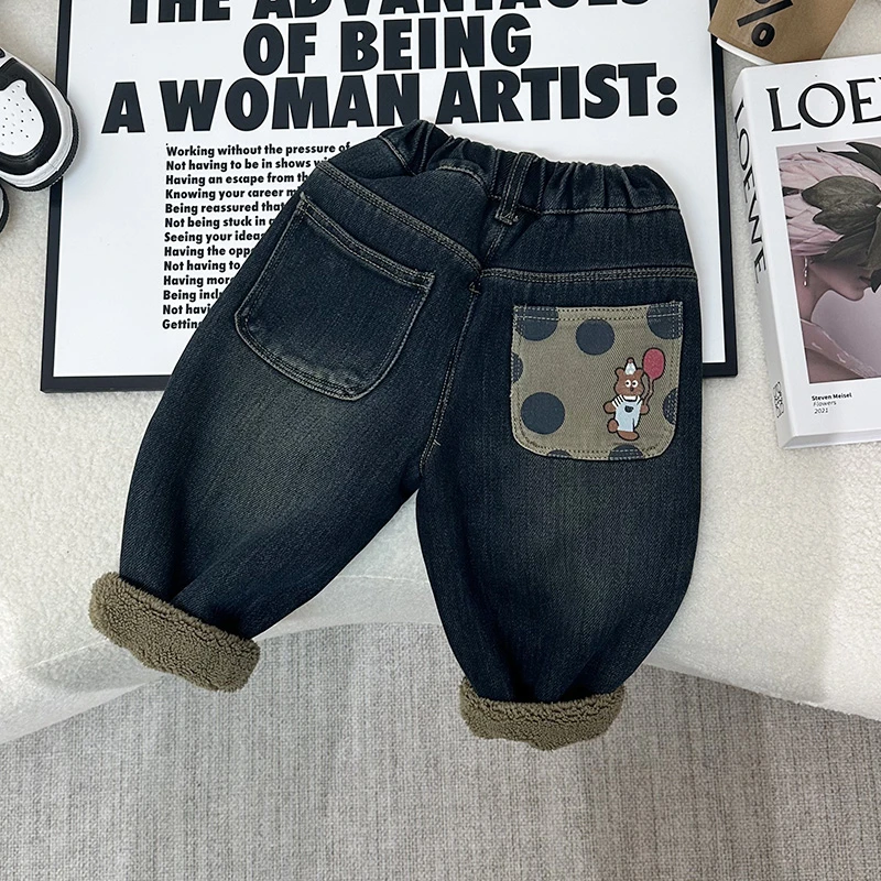 男童加绒牛仔裤子新款儿童韩版冬装中小童炸街宝宝冬季休闲长裤潮