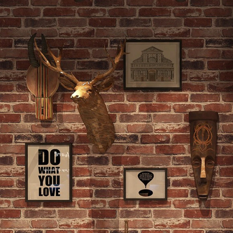 砖纹墙纸自粘仿真墙裙饭店商用餐馆3d立体复古装饰贴壁纸防水防潮