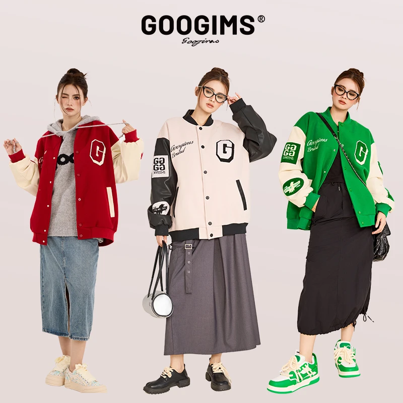 GOOGIMS秋冬棒球服夹克字母美式男女棒球服外套