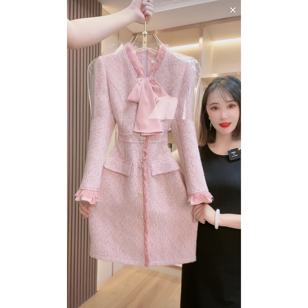【现货 下午发】1867囯内设计师品牌女装气质收腰长袖连衣裙