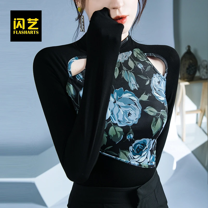 拉丁舞服高级感上衣女练功服2024新款舞衣成人摩登舞国标舞三步踩