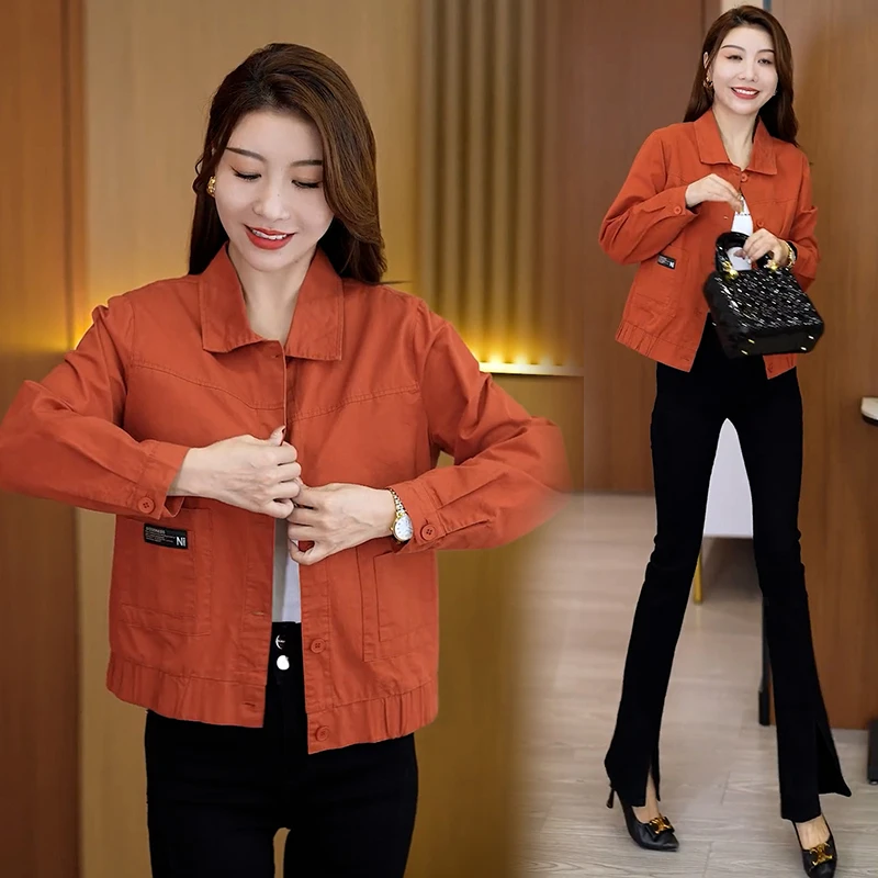 休闲百搭工装风夹克上衣女士2025春秋季新款时尚洋气质减龄短外套