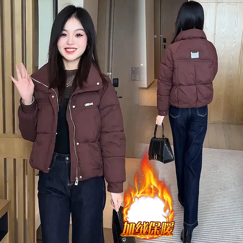 加棉加厚羽绒棉服女2024年冬季新款时尚休闲小个子面包服棉袄外套