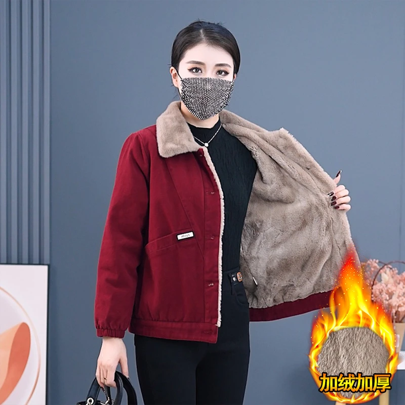 加绒加厚休闲棉服外套女式2024年冬季新款小个子洋气减龄保暖棉衣