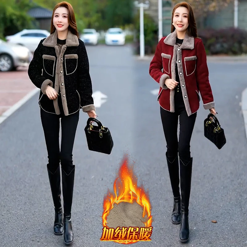 加绒加厚设计感短外套女2024年秋冬新款小个子宽松显瘦保暖上衣潮