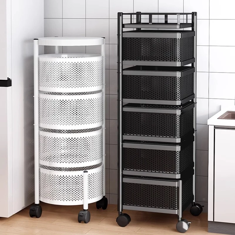 厨房旋转置物架多层落地家用蔬菜零食收纳储物架落地收纳架