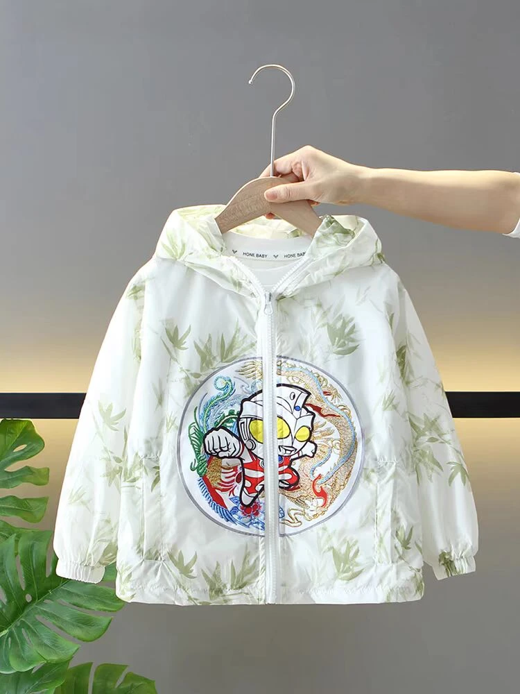 奥特曼衣服男童外套薄款防晒衣夏季2024新款痞帅中小童休闲防晒服