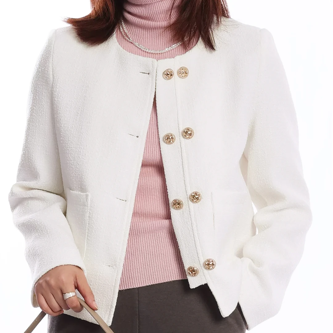 ！女士肌理感双排扣小香风外套E481