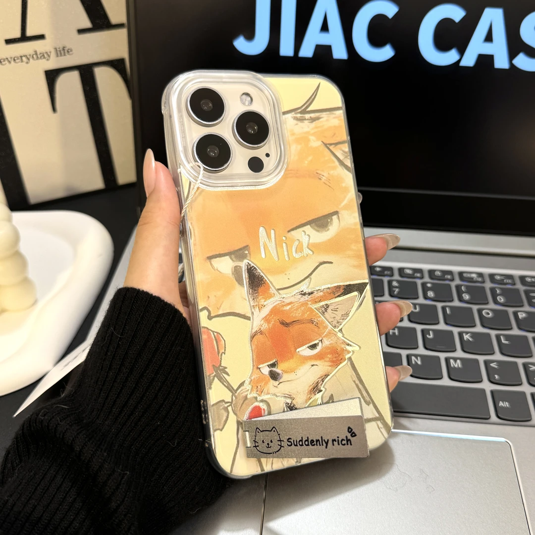 JIAC适用苹果15华为小米14vivo一加oppo防摔情侣尼克狐情侣手机壳