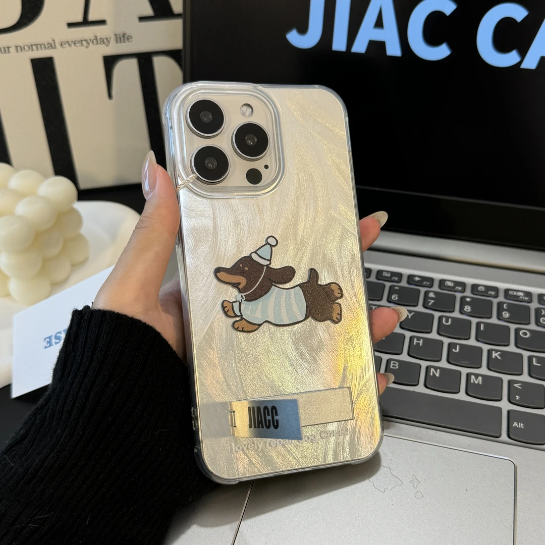 JIAC适用苹果华为小米OPPO一加vivo防摔蹦跳小狗创意羽纱壳可爱14